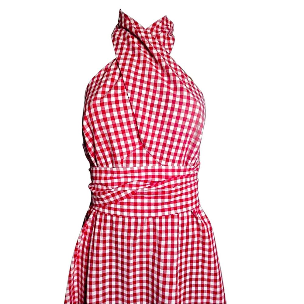Commense Red Gingham Halter Cotton Maxi Dress Small NWT - Picture 2 of 9